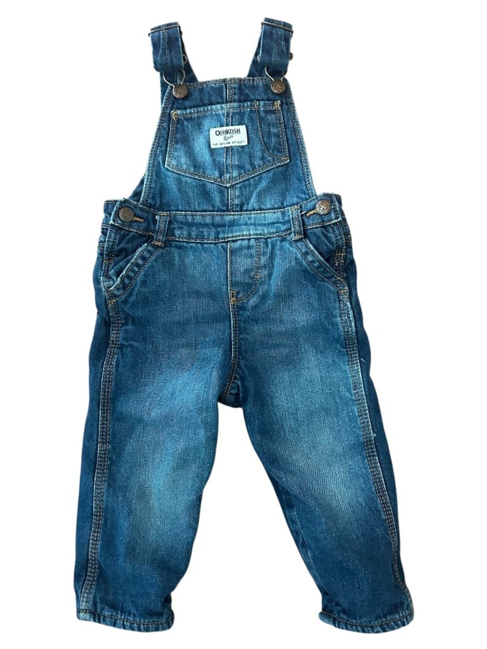 OshKosh B'gosh Fleece-Lined Denim Overalls Girls 18 Months Cold Gear Baby Girl